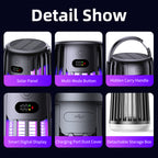 JT MOROLUX Solar Bug Zapper with Dual Charging, Electric Mosquito Killer & LED Lantern, Portable Indoor & Outdoor Insect Trap for Home, Patio, Garden & Camping