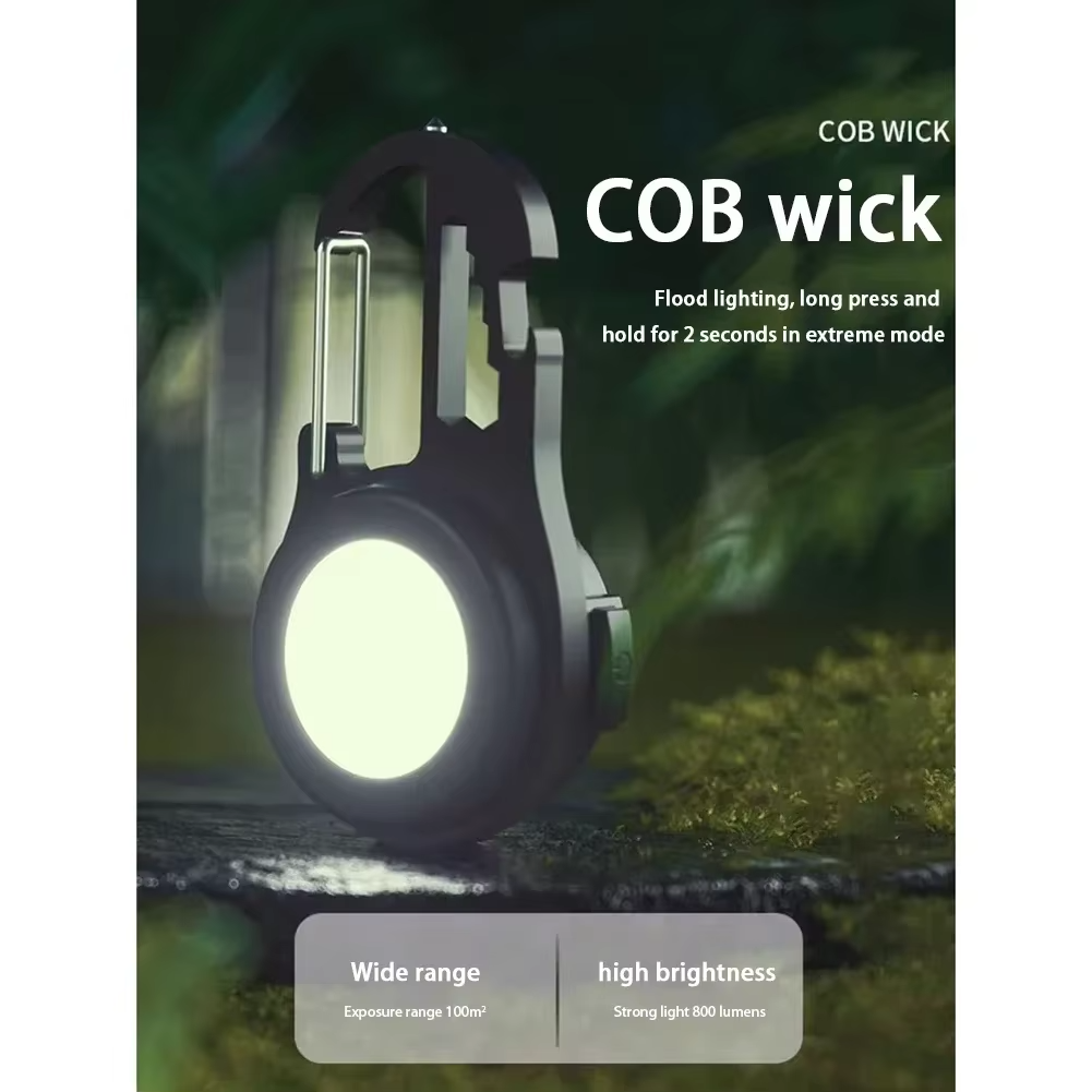 Multifunctional COB LED Bright Small Emergency Flashlight Keychain for car truck USB Rechargeable Pocket Work Light Outdoor Camping Torch with Strong Magnet