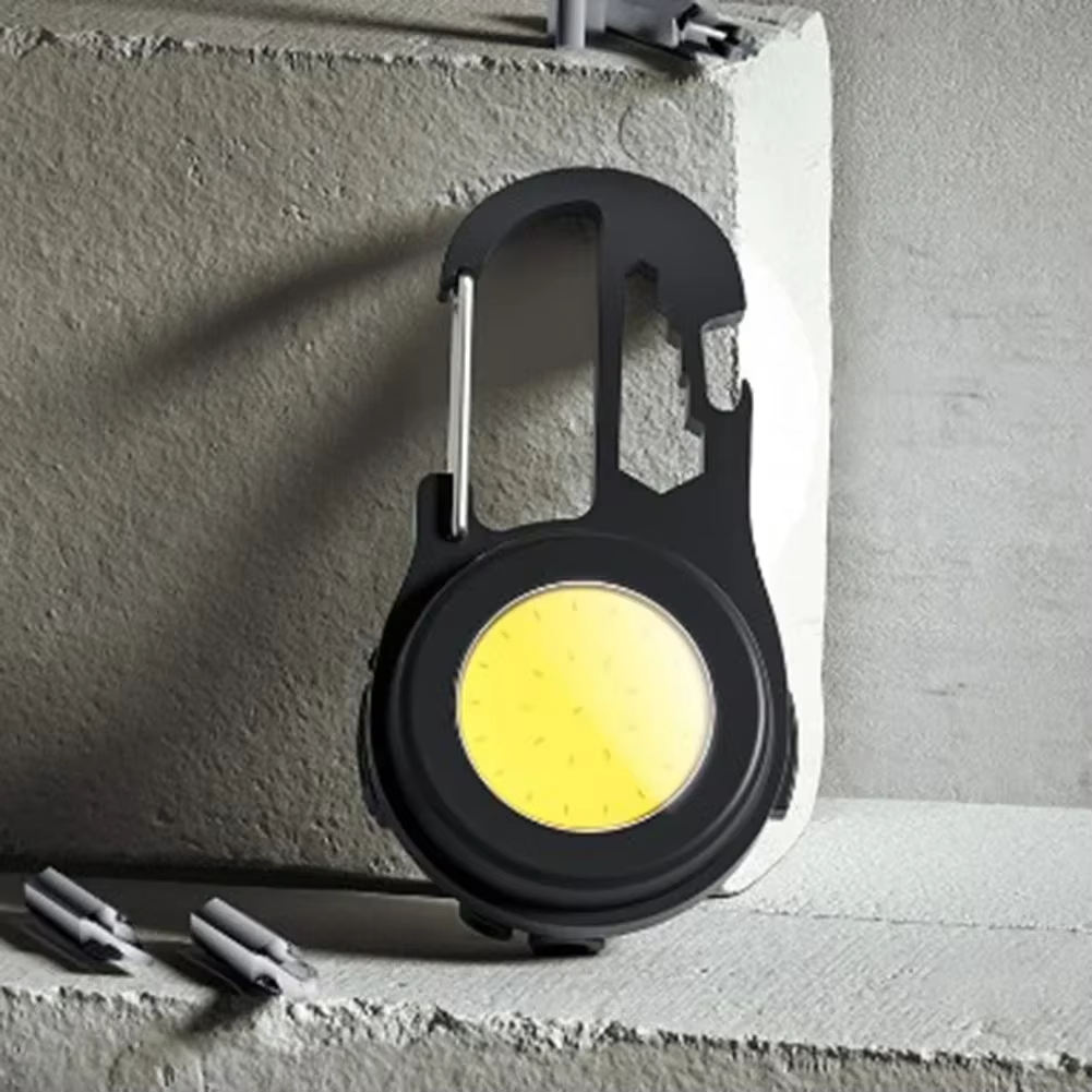 Multifunctional COB LED Bright Small Emergency Flashlight Keychain for car truck USB Rechargeable Pocket Work Light Outdoor Camping Torch with Strong Magnet