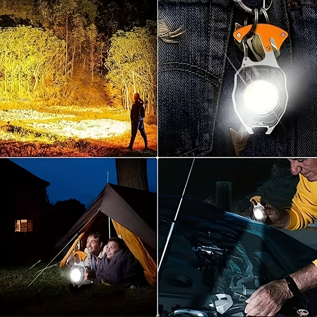 Portable Outdoor Strong Magnetic Mini Lighter Multifunctional Floodlight with Rechargeable Battery, USB Charging, and LED Features