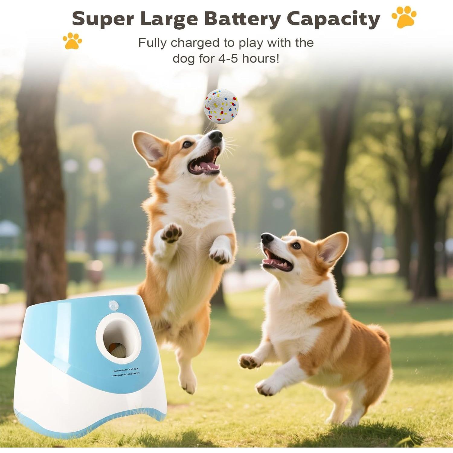 Upgraded Automatic Ball Launcher for Dogs – Rechargeable Interactive Dog Fetch Toy with 3 ETPU Balls, Adjustable Launch Distance (10/20/30 FT), Infrared Sensor Dog Ball Thrower for Dogs – Indoor & Outdoor Play Machine