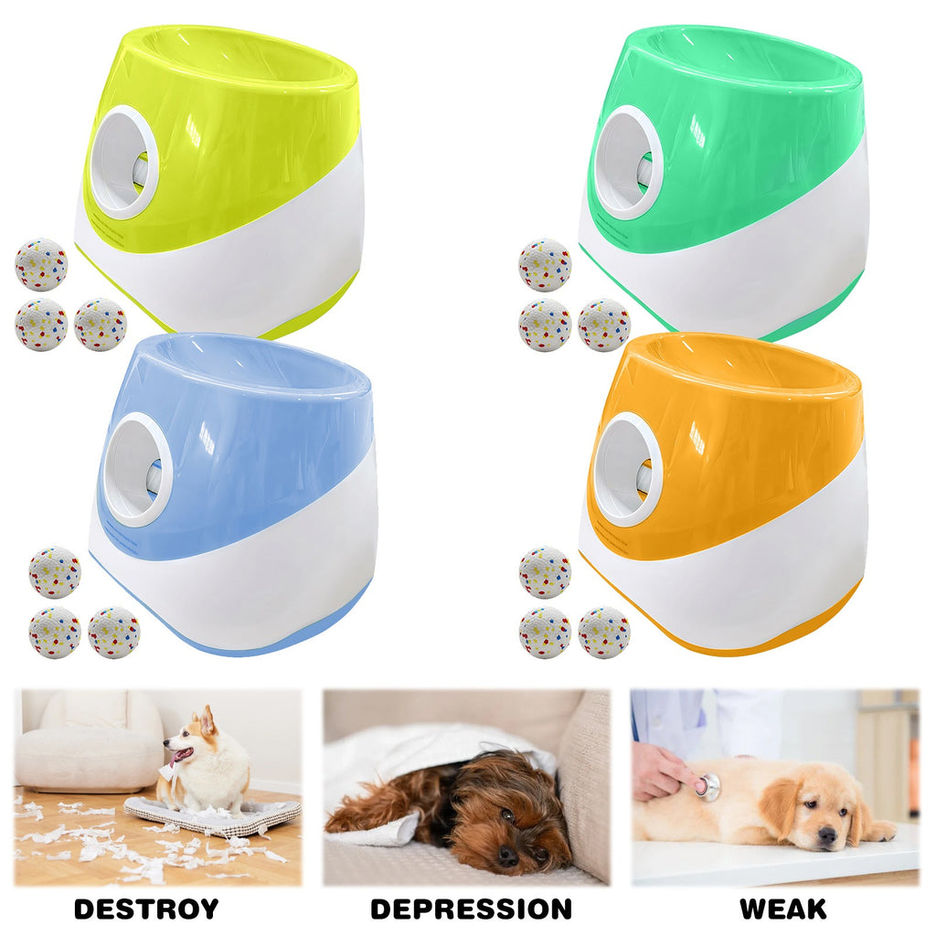 Upgraded Automatic Ball Launcher for Dogs – Rechargeable Interactive Dog Fetch Toy with 3 ETPU Balls, Adjustable Launch Distance (10/20/30 FT), Infrared Sensor Dog Ball Thrower for Dogs – Indoor & Outdoor Play Machine