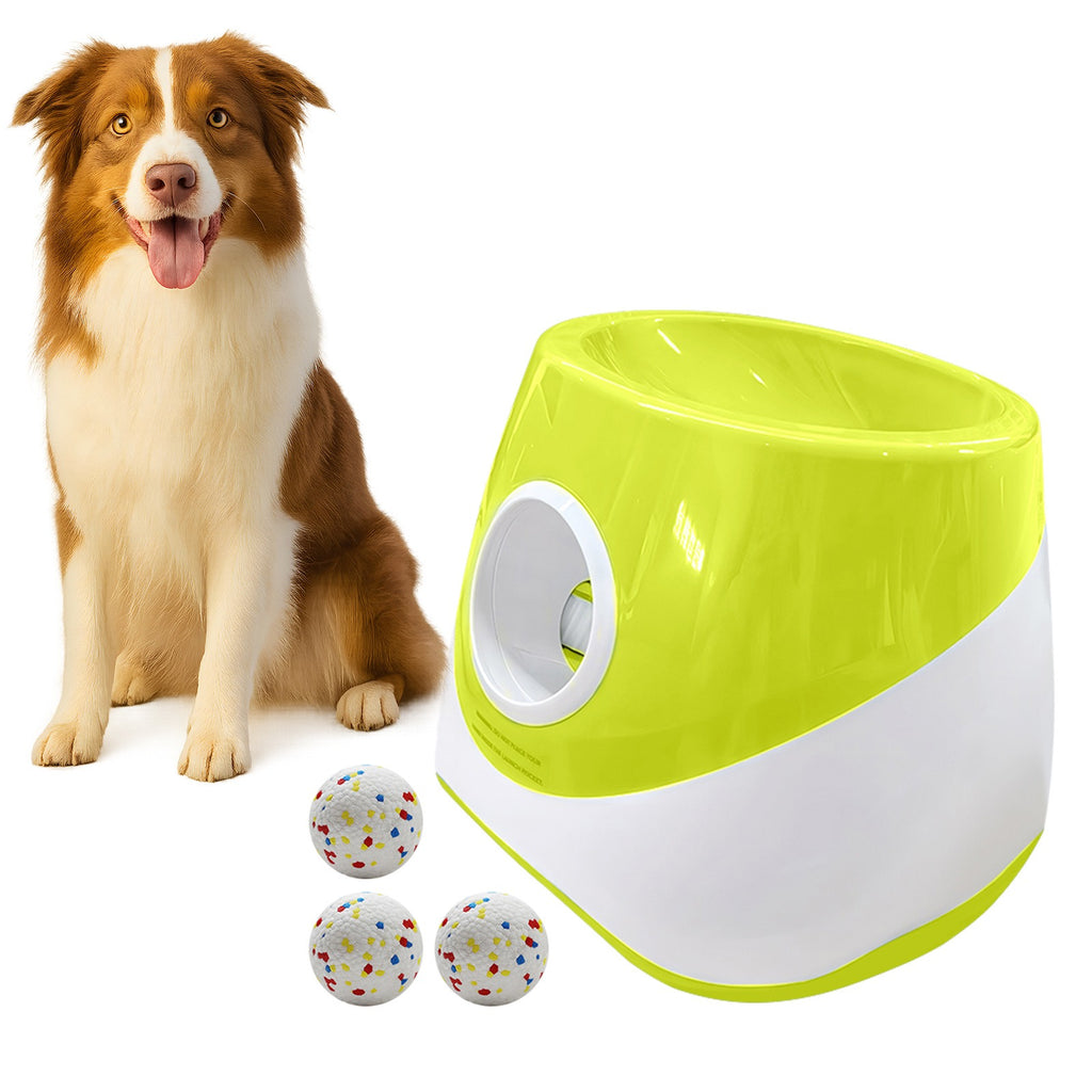 Upgraded Automatic Ball Launcher for Dogs – Rechargeable Interactive Dog Fetch Toy with 3 ETPU Balls, Adjustable Launch Distance (10/20/30 FT), Infrared Sensor Dog Ball Thrower for Dogs – Indoor & Outdoor Play Machine