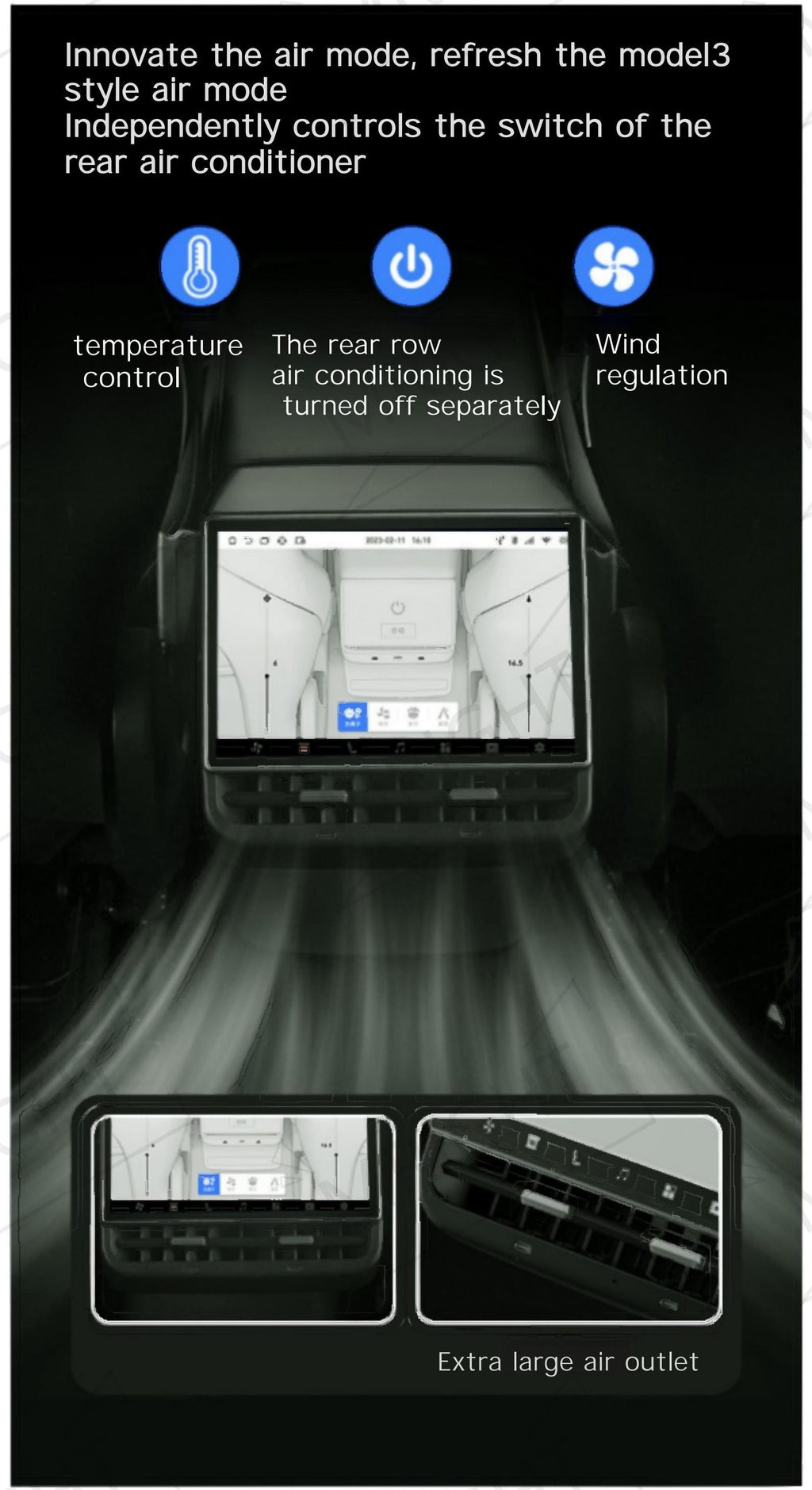 Upgrade Tesla Model 3/Y Rear Entertainment Screen 8.66 inches Modified Display Hotspot/WiFi (26 pin)