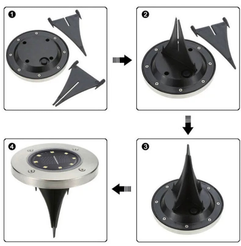 JT Morolux Solar Ground Lights, LED Disk Lights, White, Waterproof Outdoor Path Lights for Garden, Lawn, Walkway, Driveway
