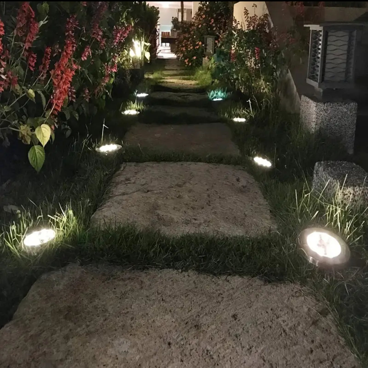 JT Morolux Solar Ground Lights, LED Disk Lights, White, Waterproof Outdoor Path Lights for Garden, Lawn, Walkway, Driveway