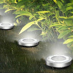 JT Morolux Solar Ground Lights, LED Disk Lights, White, Waterproof Outdoor Path Lights for Garden, Lawn, Walkway, Driveway