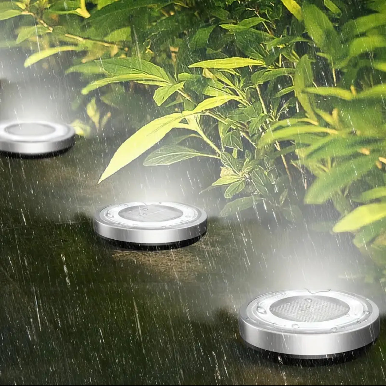 JT Morolux Solar Ground Lights, LED Disk Lights, White, Waterproof Outdoor Path Lights for Garden, Lawn, Walkway, Driveway