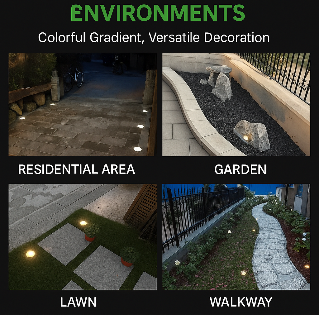 JT Morolux Solar Ground Lights, LED Disk Lights, White, Waterproof Outdoor Path Lights for Garden, Lawn, Walkway, Driveway