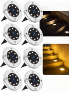 JT Morolux Solar Ground Lights, LED Disk Lights, White, Waterproof Outdoor Path Lights for Garden, Lawn, Walkway, Driveway