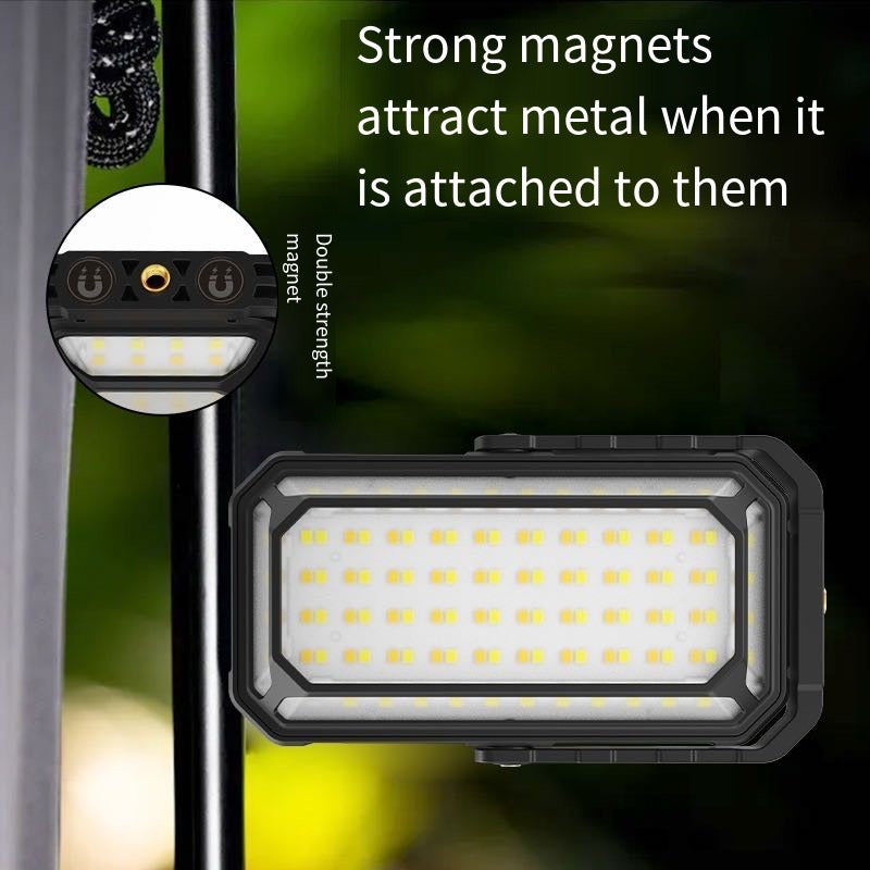 Solar Rechargeable LED Floodlight - Waterproof, Drop Resistant, 10000mAh USB Charging, Soft Light Mode, Ideal for Camping, Hiking, and Fishing