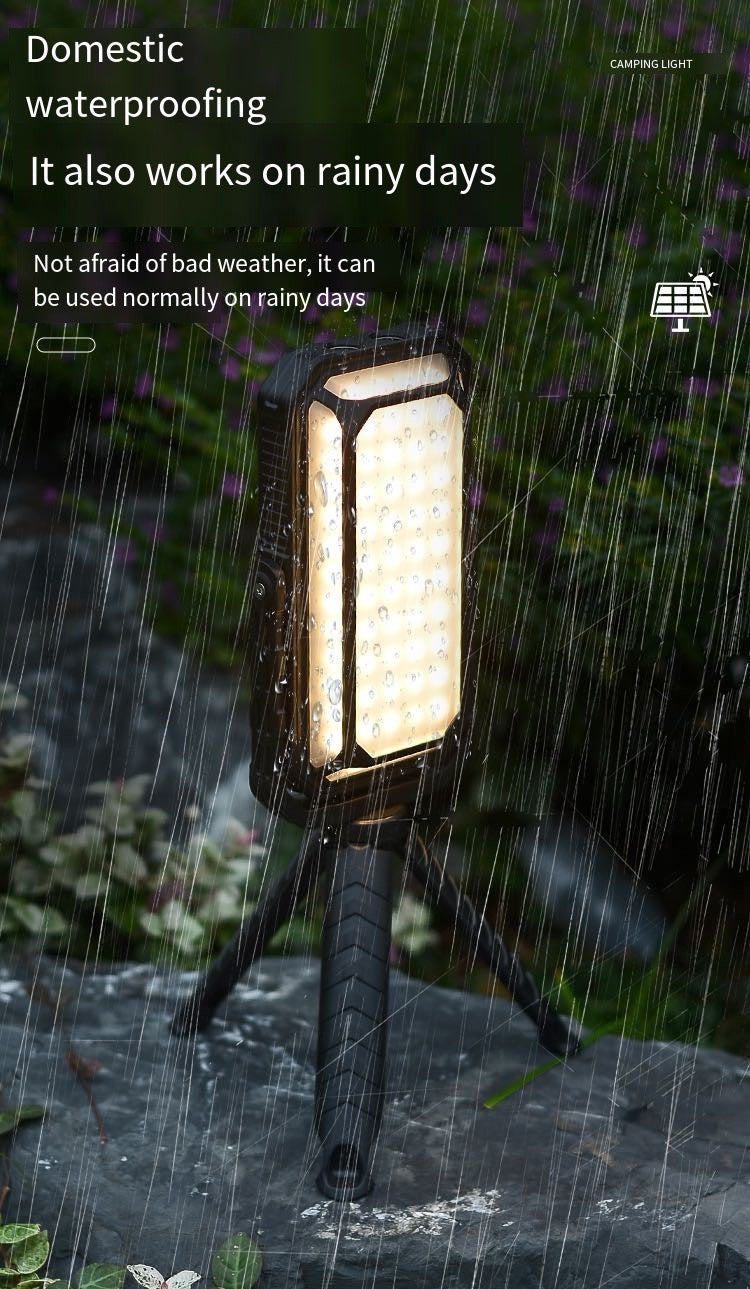 Solar Rechargeable LED Floodlight - Waterproof, Drop Resistant, 10000mAh USB Charging, Soft Light Mode, Ideal for Camping, Hiking, and Fishing