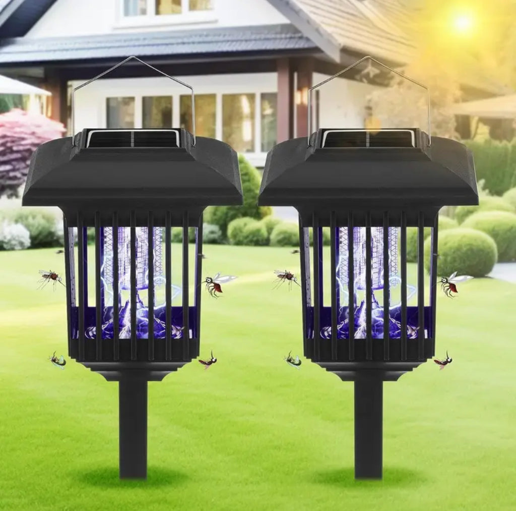Solar-Powered Garden Stake Lamps with LED Lighting & Insect-Zapping Feature - Portable Outdoor Courtyard Lights for Pathway & Decorative Use（2 Pack）