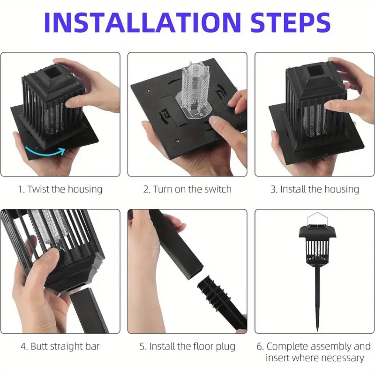 Solar-Powered Garden Stake Lamps with LED Lighting & Insect-Zapping Feature - Portable Outdoor Courtyard Lights for Pathway & Decorative Use（2 Pack）