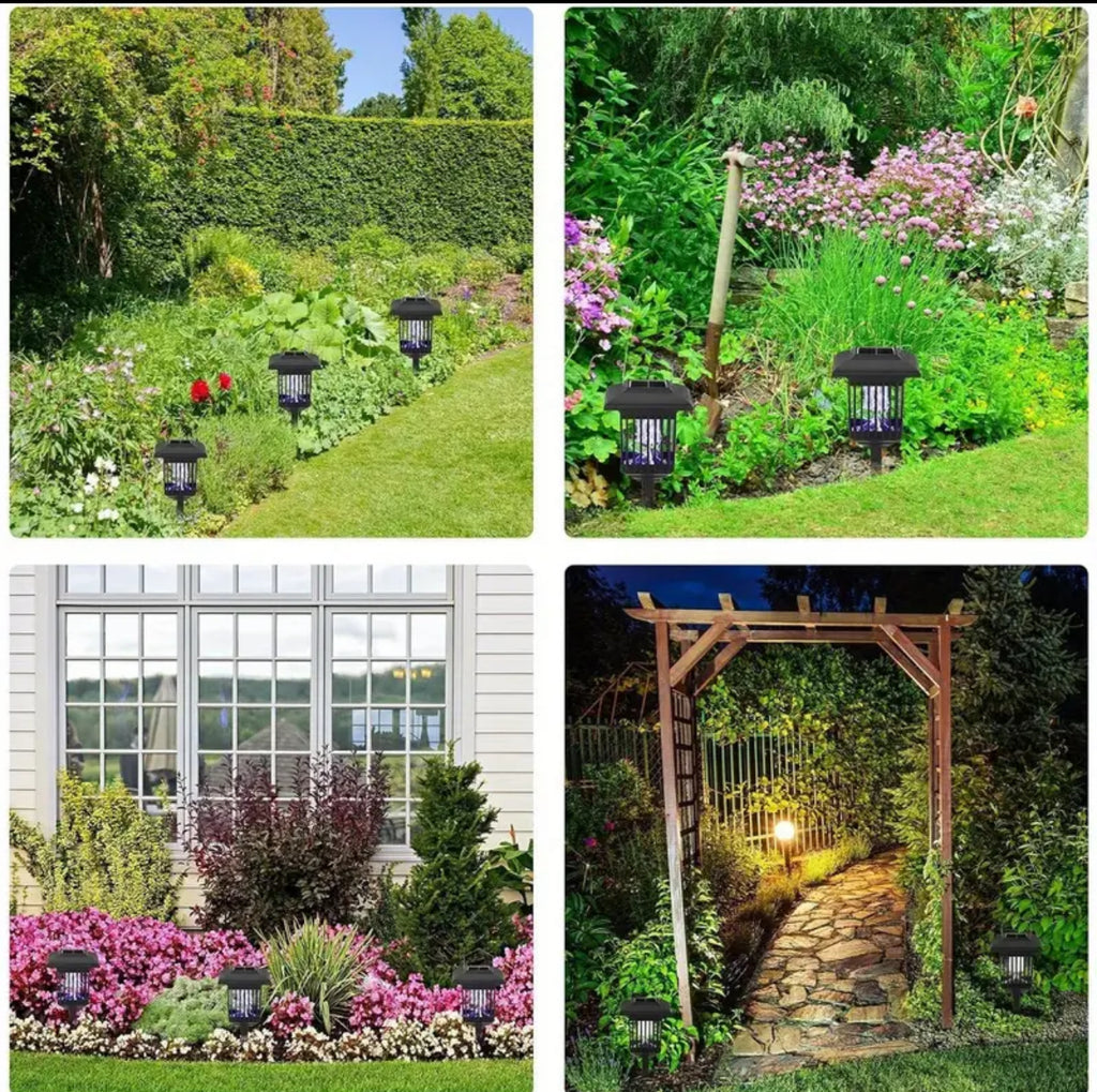 Solar-Powered Garden Stake Lamps with LED Lighting & Insect-Zapping Feature - Portable Outdoor Courtyard Lights for Pathway & Decorative Use（2 Pack）