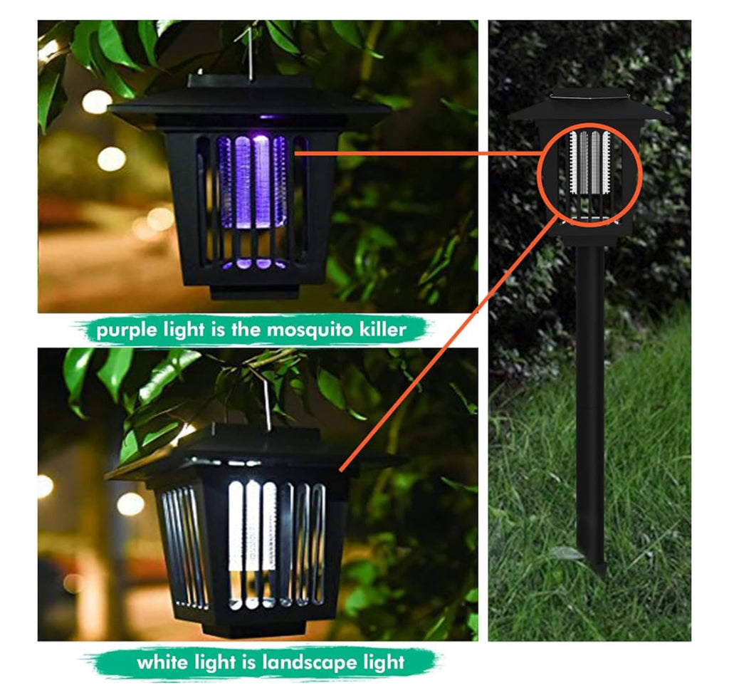 Solar-Powered Garden Stake Lamps with LED Lighting & Insect-Zapping Feature - Portable Outdoor Courtyard Lights for Pathway & Decorative Use（2 Pack）
