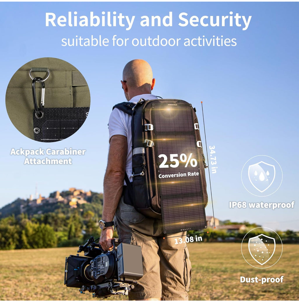 ETFE 50W Portable Solar Panel Charger, Foldable with Dual USB Output, IP68 Waterproof, 8-in-1 Adapter 2X Longer Life vs PET Panels for Camping,Hiking, RV, Fishing