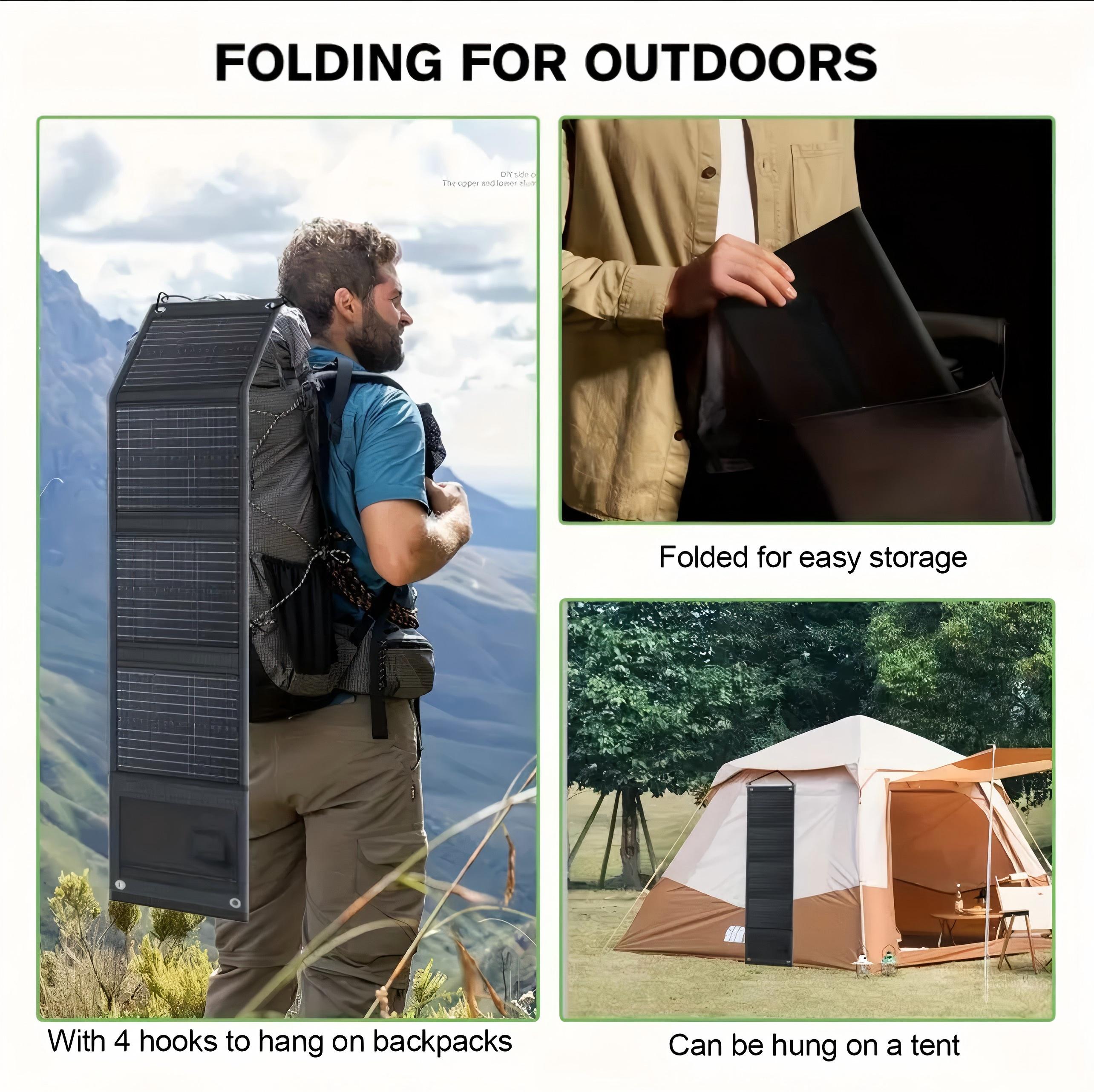 ETFE 50W Portable Solar Panel Charger, Foldable with Dual USB Output, IP68 Waterproof, 8-in-1 Adapter 2X Longer Life vs PET Panels for Camping,Hiking, RV, Fishing