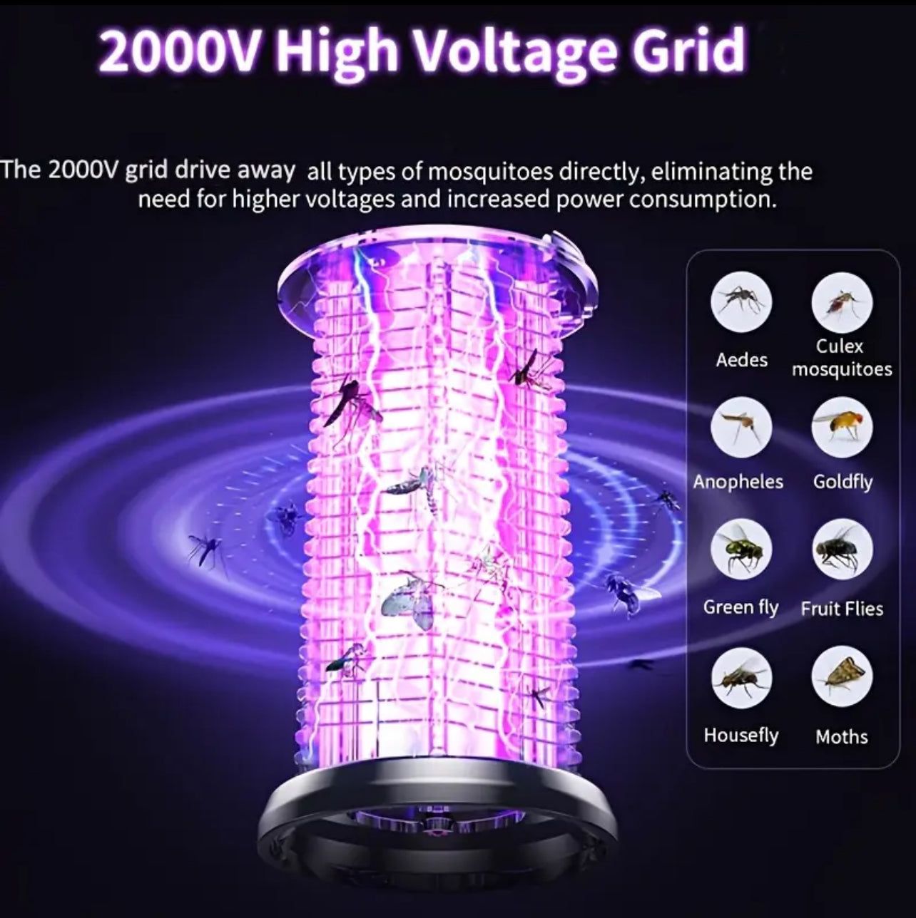 Upgrade 2025 3-in-1 Camping Light and Mosquito Zapper - Portable Rechargeable Lantern, 2000V High-Voltage Grid, Adjustable Brightness, SOS Mode, Ideal for Indoor & Outdoor