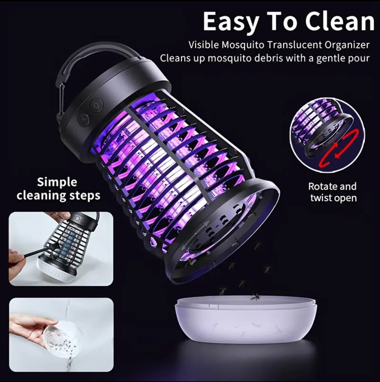 Upgrade 2025 3-in-1 Camping Light and Mosquito Zapper - Portable Rechargeable Lantern, 2000V High-Voltage Grid, Adjustable Brightness, SOS Mode, Ideal for Indoor & Outdoor