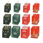 Christmas Gift Bags with Handles, 36 Pack Holiday Kraft Paper Gift Bags (Small, Medium, Large – 12 Each), 4 Assorted Designs, Reusable Bulk Value Pack for Presents, Candy, Toys, Books & Party Favors