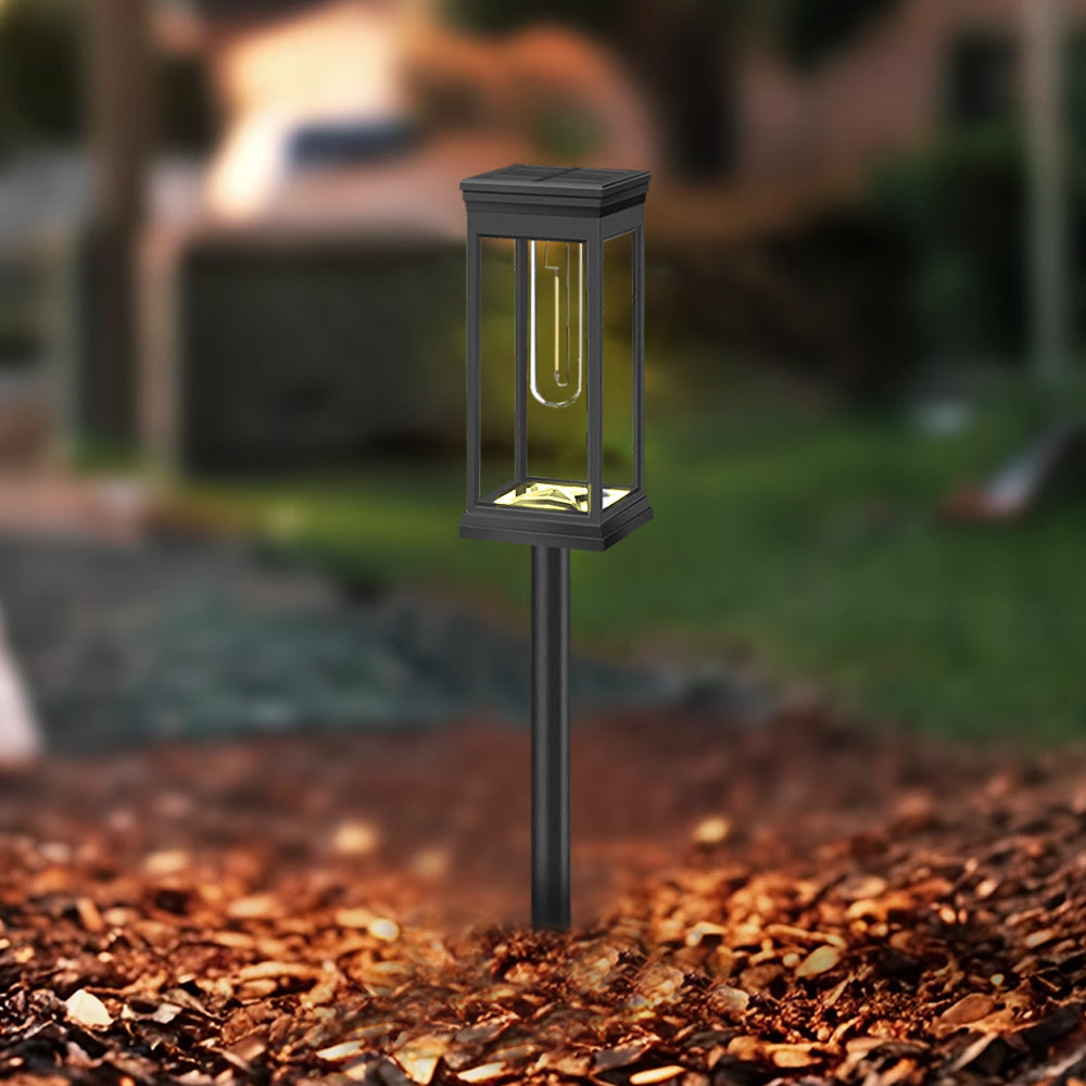 Solar Pathway Lights Outdoor LED Garden Stake Light with Automatic Charging Black Warm White Waterproof Ground Mount Landscape Lighting
