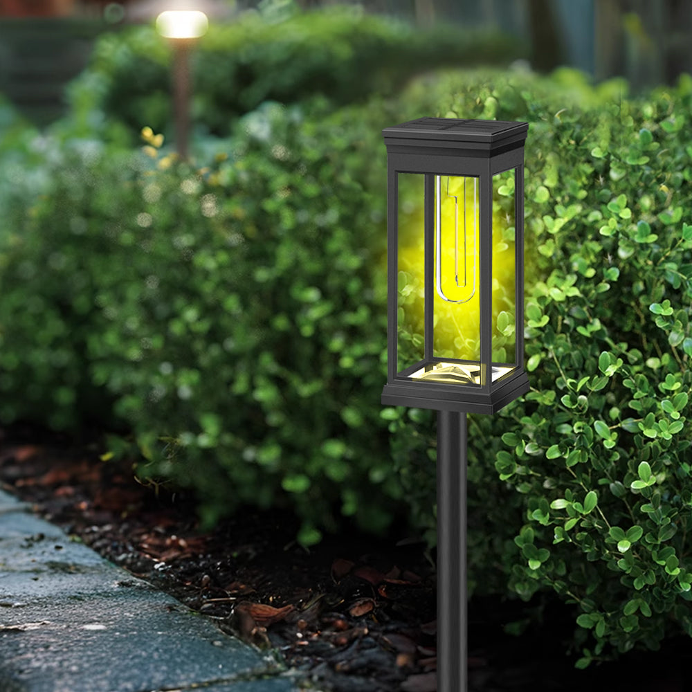 Solar Pathway Lights Outdoor LED Garden Stake Light with Automatic Charging Black Warm White Waterproof Ground Mount Landscape Lighting