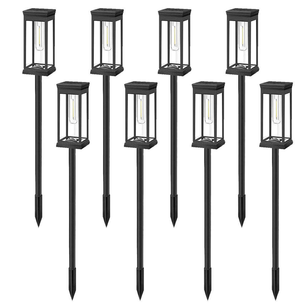 Solar Pathway Lights Outdoor LED Garden Stake Light with Automatic Charging Black Warm White Waterproof Ground Mount Landscape Lighting