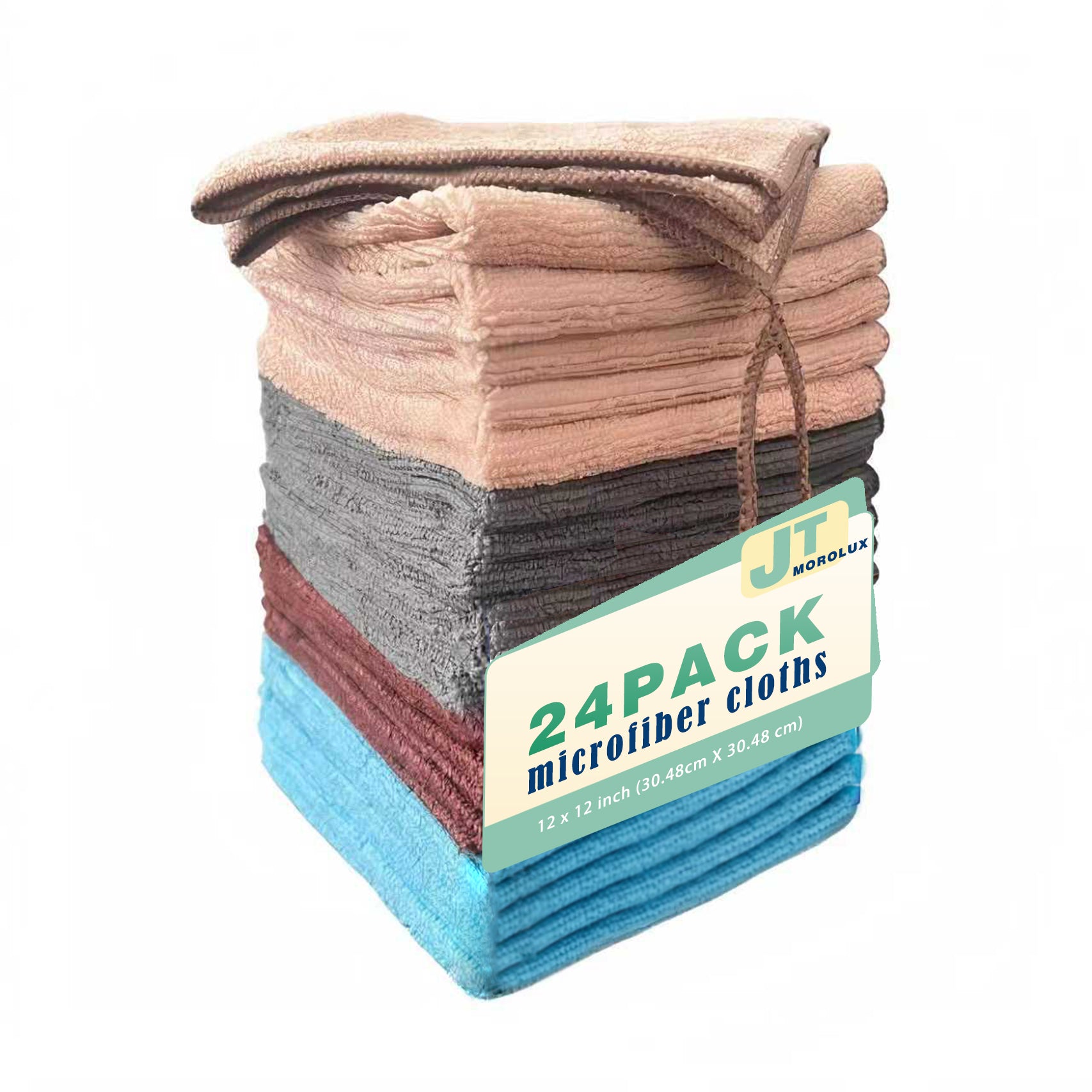 12'x12' 24 Pack Microfiber Household Cleaning Cloths - Multi-Purpose, Absorbent Towels for Kitchen, Car, Home Appliances (12x12 24 Pack)