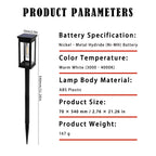 Solar Pathway Lights Outdoor LED Garden Stake Light with Automatic Charging Black Warm White Waterproof Ground Mount Landscape Lighting