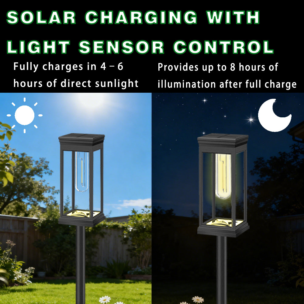 Solar Pathway Lights Outdoor LED Garden Stake Light with Automatic Charging Black Warm White Waterproof Ground Mount Landscape Lighting