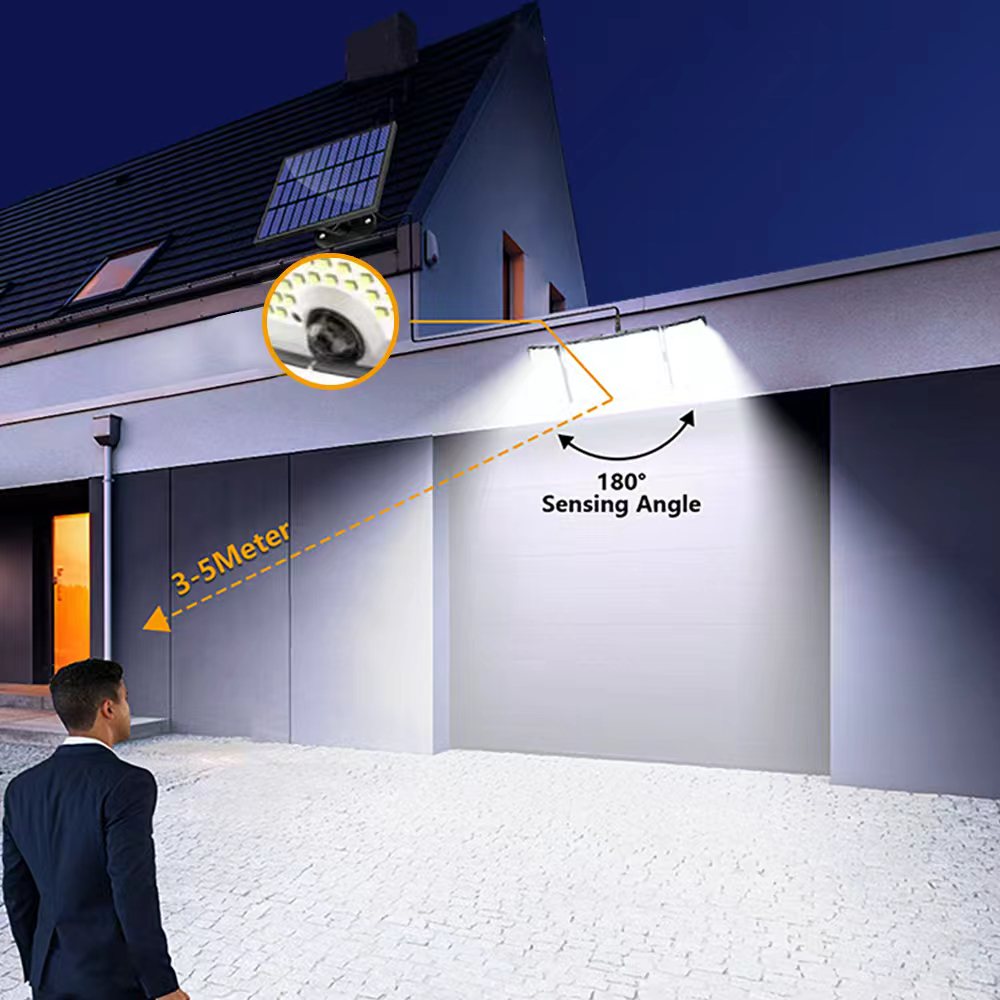 JT MOROLUX Solar-Powered LED Floodlight – 234 LED 3-Head Motion Sensor Security Light with Remote, IP65 Waterproof (Outdoor Wall Mount for Yard, Garage, Porch)