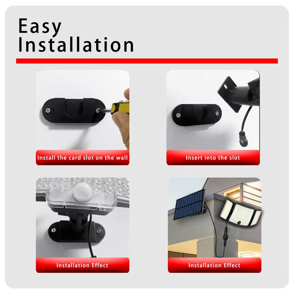 JT MOROLUX Solar-Powered LED Floodlight – 234 LED 3-Head Motion Sensor Security Light with Remote, IP65 Waterproof (Outdoor Wall Mount for Yard, Garage, Porch)