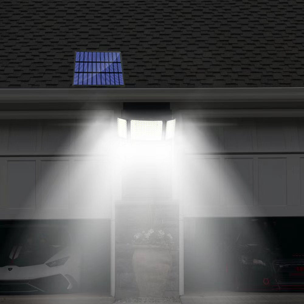 JT MOROLUX Solar-Powered LED Floodlight – 234 LED 3-Head Motion Sensor Security Light with Remote, IP65 Waterproof (Outdoor Wall Mount for Yard, Garage, Porch)