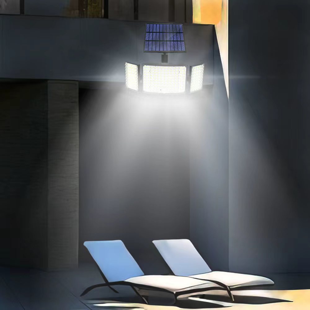 JT MOROLUX Solar-Powered LED Floodlight – 234 LED 3-Head Motion Sensor Security Light with Remote, IP65 Waterproof (Outdoor Wall Mount for Yard, Garage, Porch)