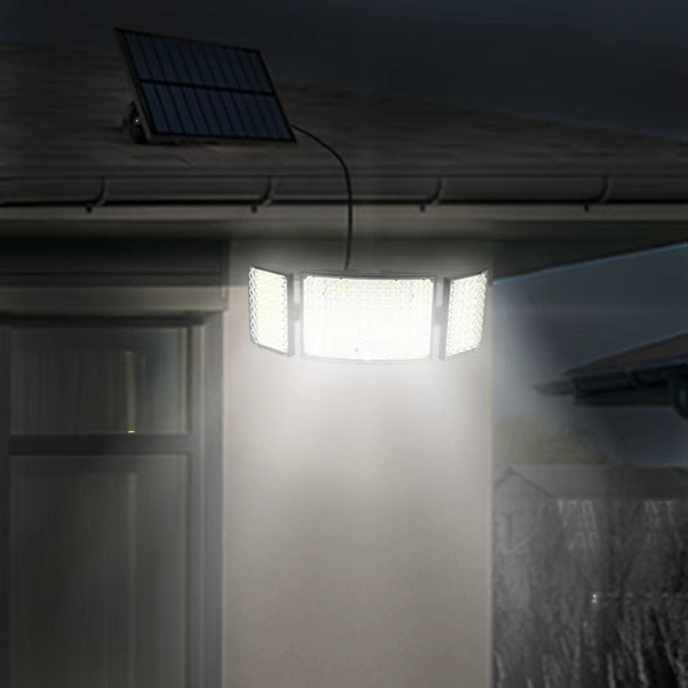 JT MOROLUX Solar-Powered LED Floodlight – 234 LED 3-Head Motion Sensor Security Light with Remote, IP65 Waterproof (Outdoor Wall Mount for Yard, Garage, Porch)
