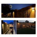 Solar Fence Lights Outdoor 2 Pack, Warm White Solar Wall Lights with Dual Modes and Breathing Mode for Fence, Patio, Deck and Garden