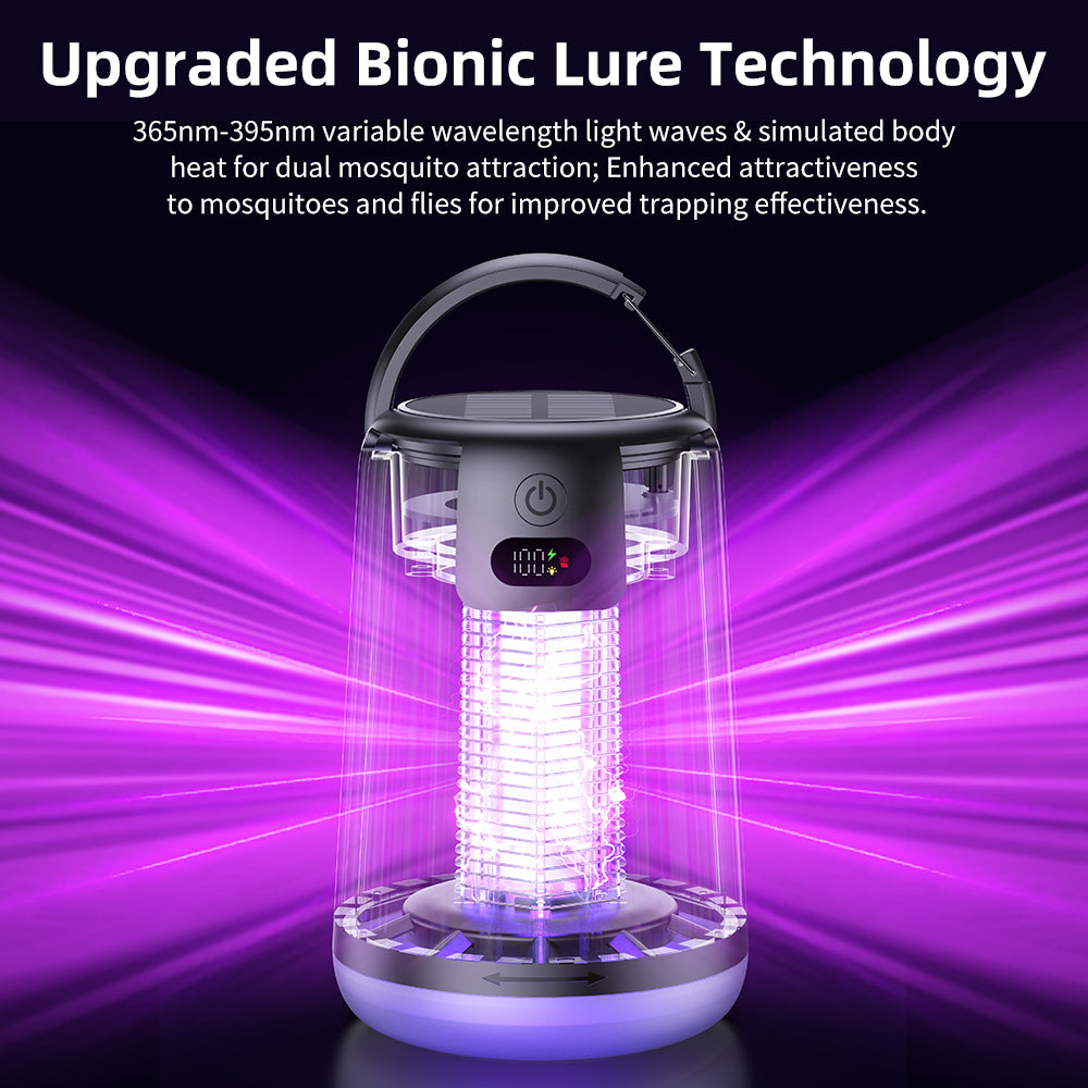 JT MOROLUX Solar Bug Zapper with Dual Charging, Electric Mosquito Killer & LED Lantern, Portable Indoor & Outdoor Insect Trap for Home, Patio, Garden & Camping