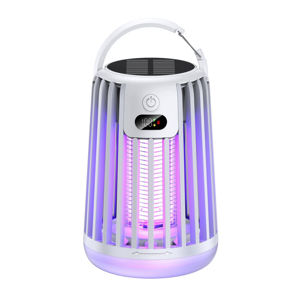 JT MOROLUX Solar Bug Zapper with Dual Charging, Electric Mosquito Killer & LED Lantern, Portable Indoor & Outdoor Insect Trap for Home, Patio, Garden & Camping