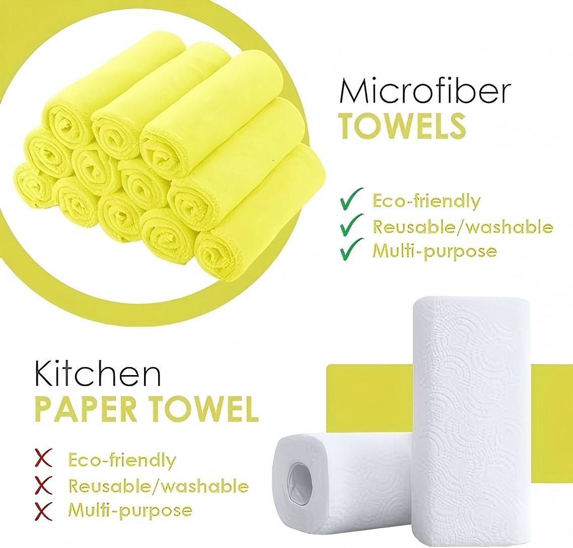 12'x12' 24 Pack Microfiber Household Cleaning Cloths - Multi-Purpose, Absorbent Towels for Kitchen, Car, Home Appliances (12x12 24 Pack)