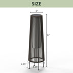 Solar Rattan Floor Lamp Outdoor, Waterproof LED Standing Lights, Handwoven Black Wicker Solar Patio Lamps for Garden, Porch, Yard, Deck, Lawn Decorations – Auto On/Off (Black)