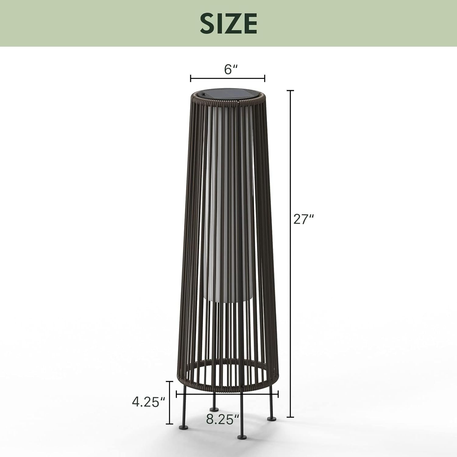 Solar Rattan Floor Lamp Outdoor, Waterproof LED Standing Lights, Handwoven Black Wicker Solar Patio Lamps for Garden, Porch, Yard, Deck, Lawn Decorations – Auto On/Off (Black)