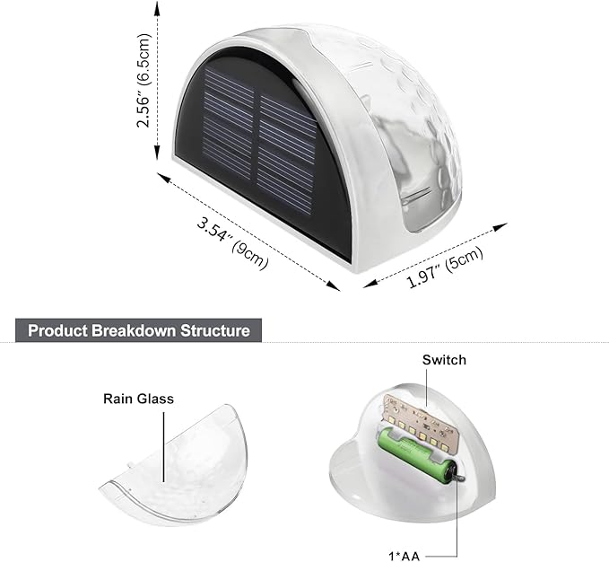4 Pack Solar Fence Deck Lights Outdoor Waterproof  Step Stair Post Wall