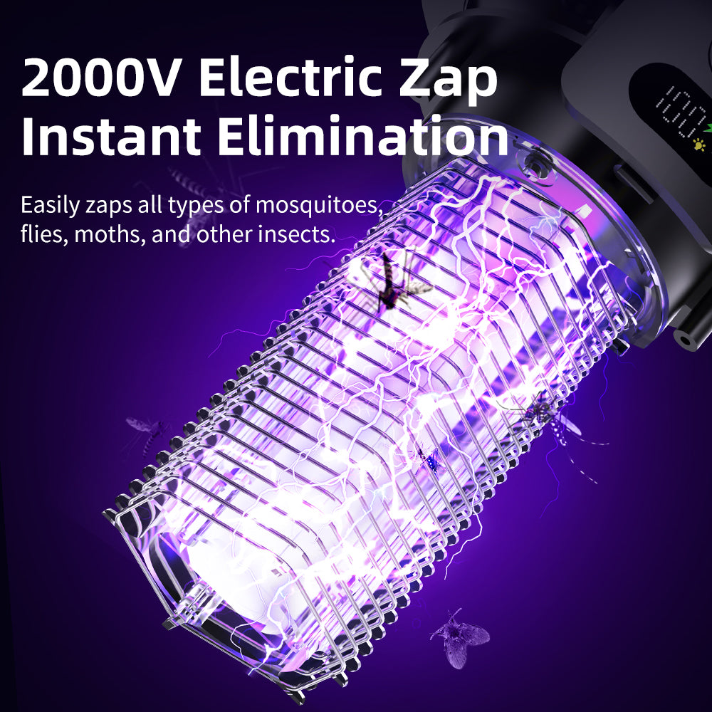 JT MOROLUX Solar Bug Zapper with Dual Charging, Electric Mosquito Killer & LED Lantern, Portable Indoor & Outdoor Insect Trap for Home, Patio, Garden & Camping