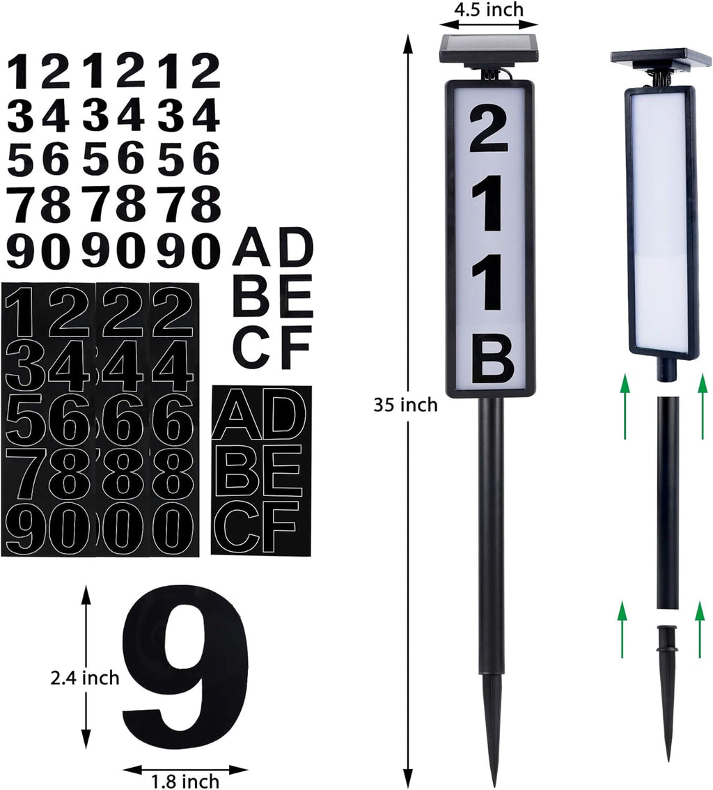 Upgrade Solar Home Address Sign, House Numbers Lighted Address Plaque Outdoor Waterproof