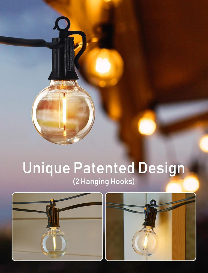 JT MOROLUX Solar String Lights, 25FT/50FT Outdoor Patio Bistro Lights