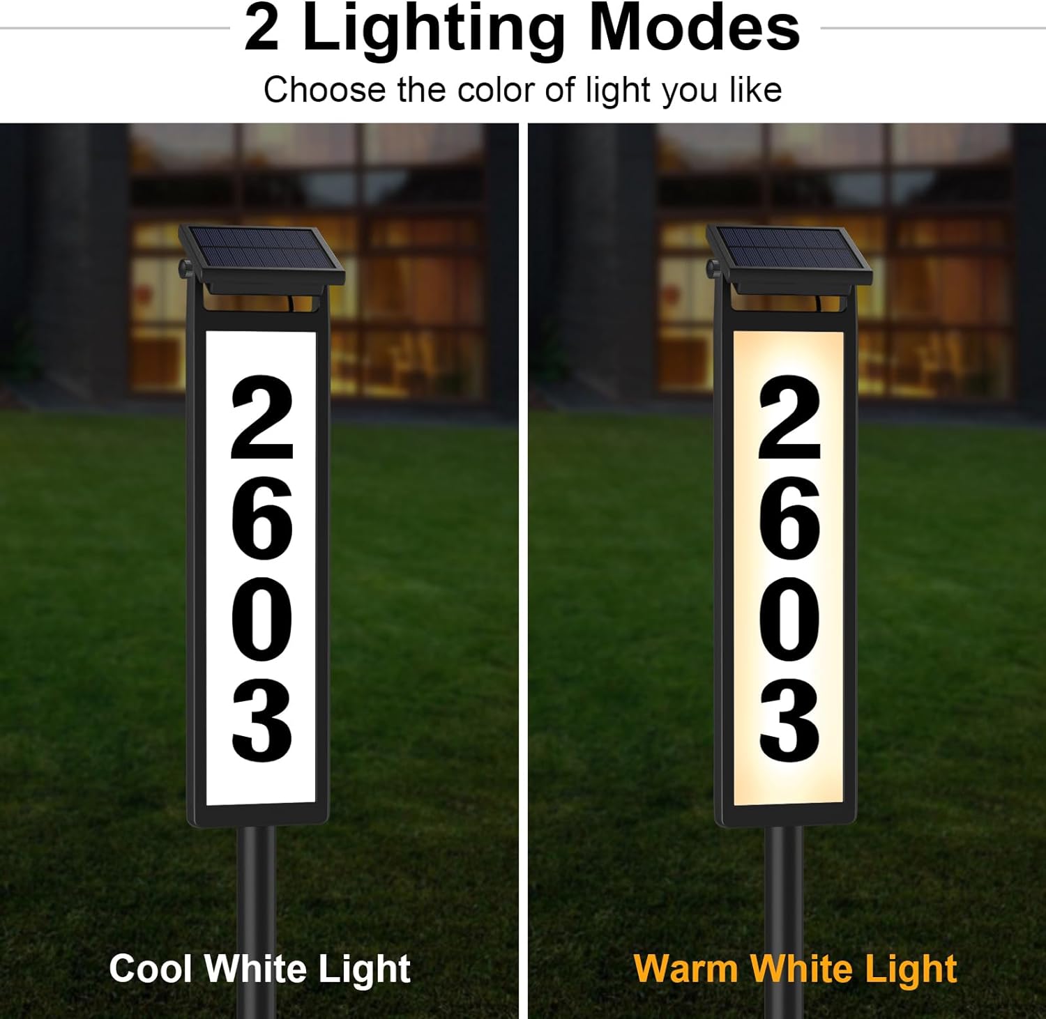 Upgrade Solar Home Address Sign, House Numbers Lighted Address Plaque Outdoor Waterproof