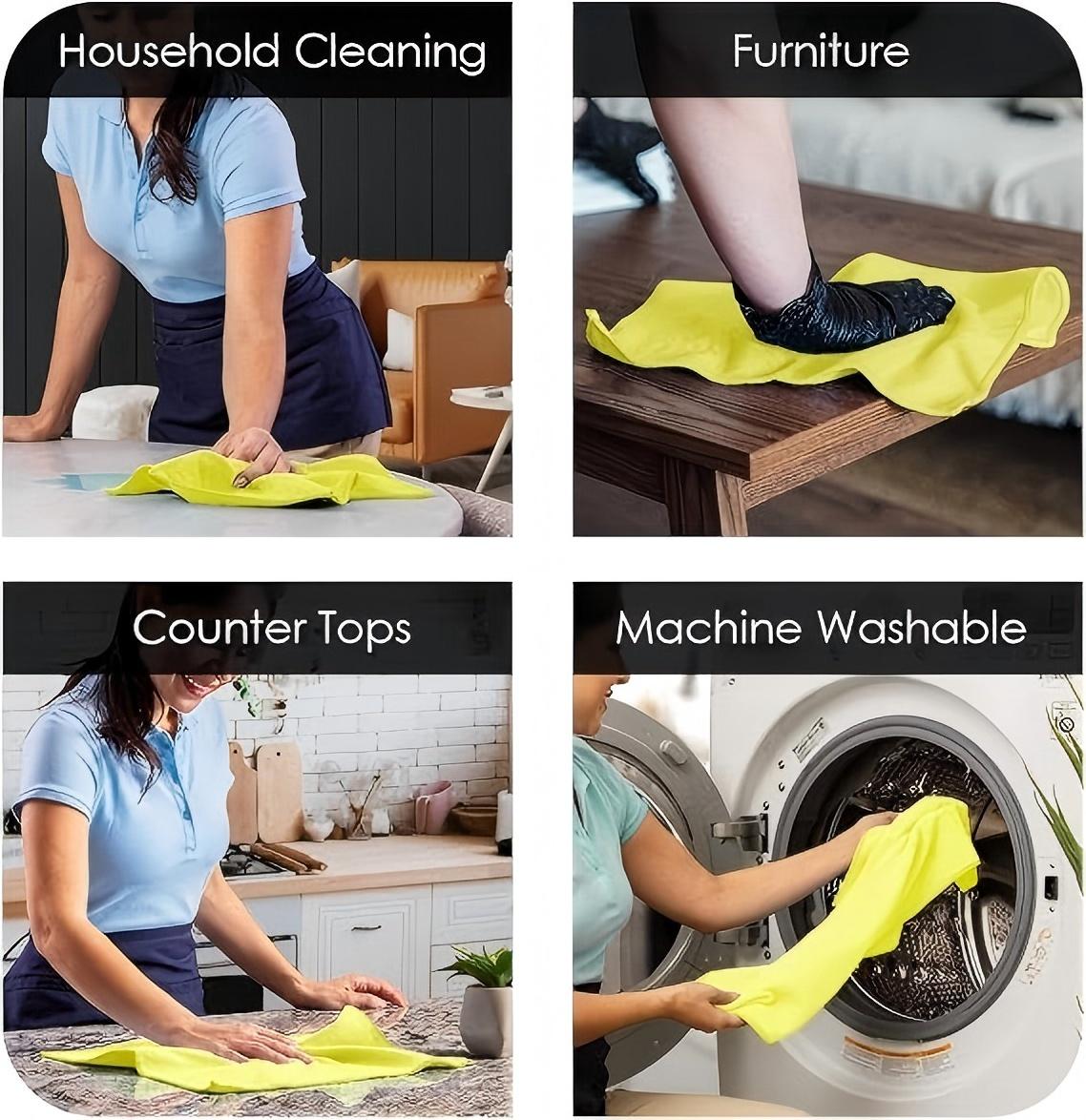 16'x16' Microfiber Household Cleaning Cloths  Multi-Purpose, Machine Washable, Absorbent Towels for Kitchen, Car, Home Appliances,48 Pack