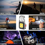Cob Keychain Work Rechargeable Flashlight 6 Modes,4 in1 Screwdrivers 7in1 Wrench 1bottle Opener 1window-Breaking hamme for Camping, Fishing, Repair Walking Emergency 500 Lumen