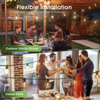 Solar Outdoor String Patio Bistro Lights, 50ft 52LED 3W G40 Bulbs, USB Rechargeable Portable Edison Café String Lights for Porch, Pergola, Backyard, Garden, Pool, Party, Camping